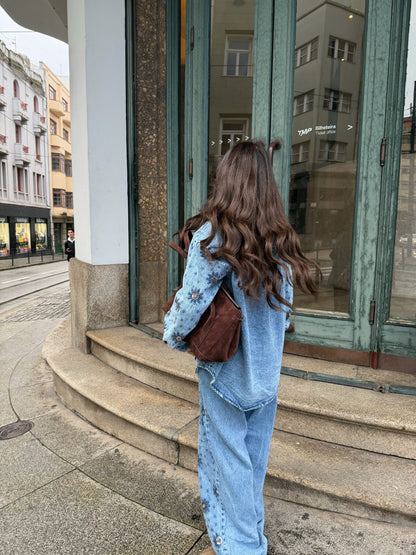 Denim Co-Ord with All-Over Embroidery