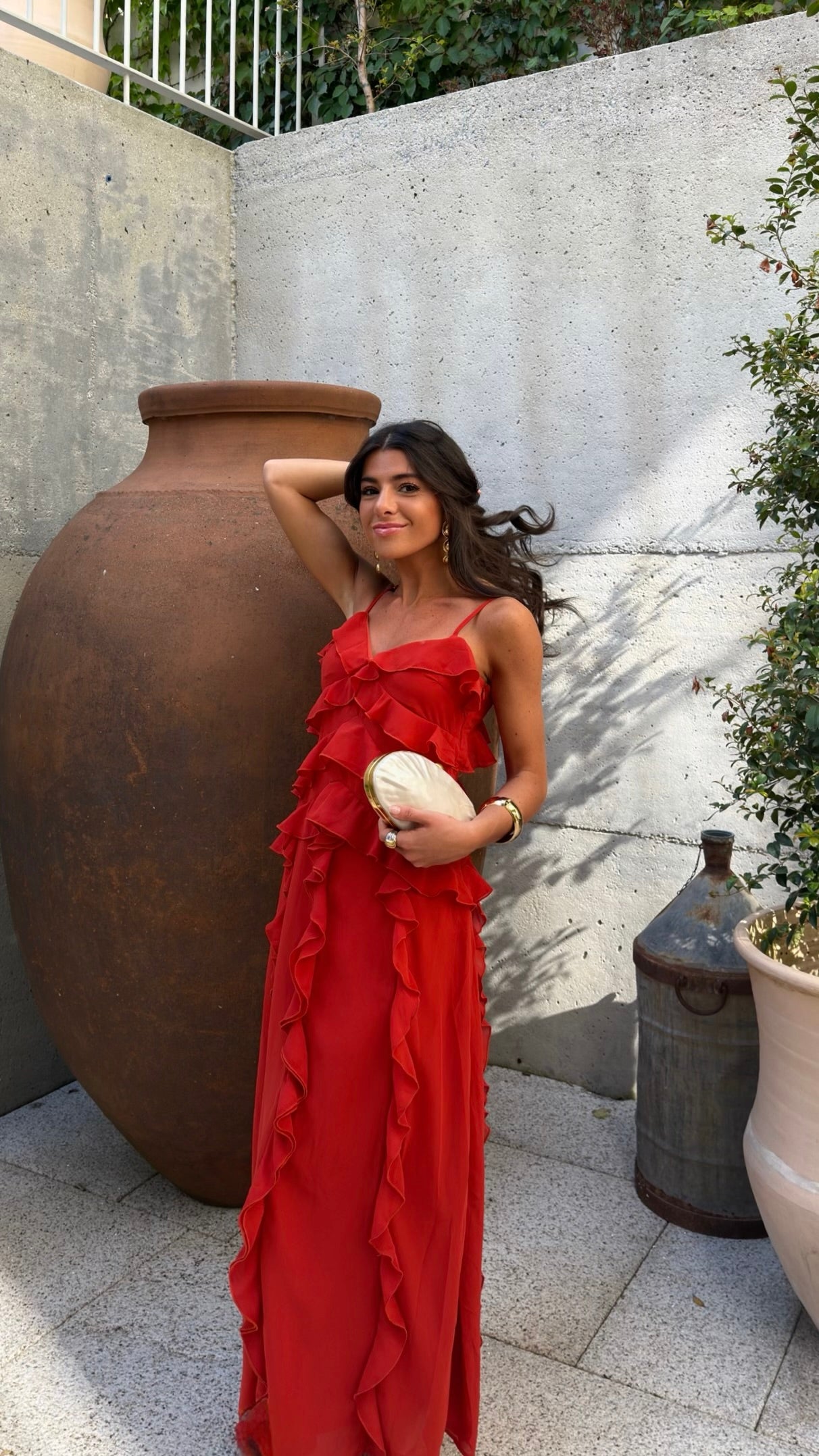 Scarlet Ruffle Maxi Dress