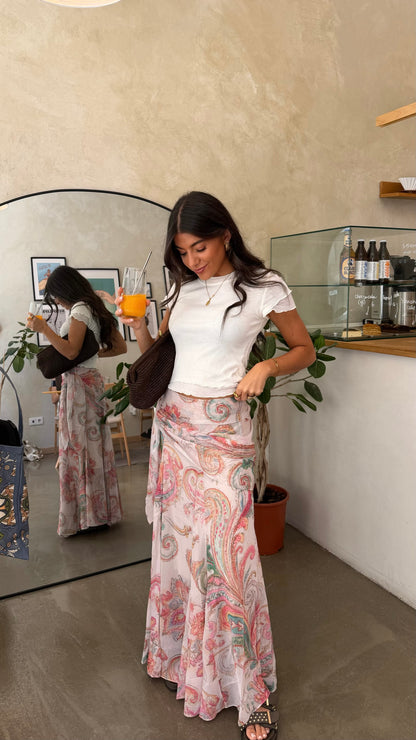 Blush Paisley Maxi Skirt