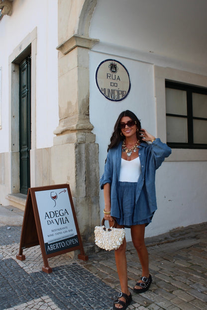 Smoky Blue Linen Set