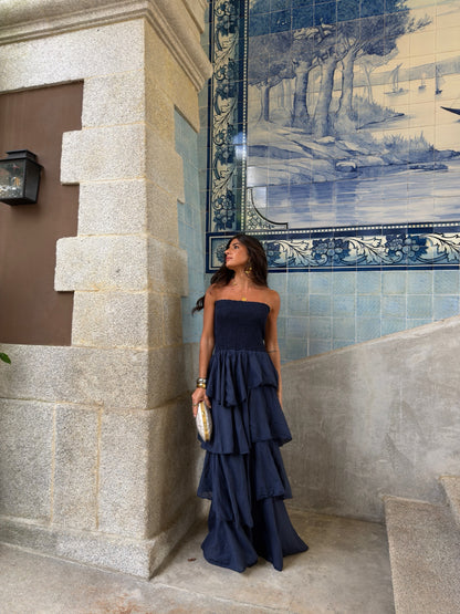 Navy Tiered Maxi Dress