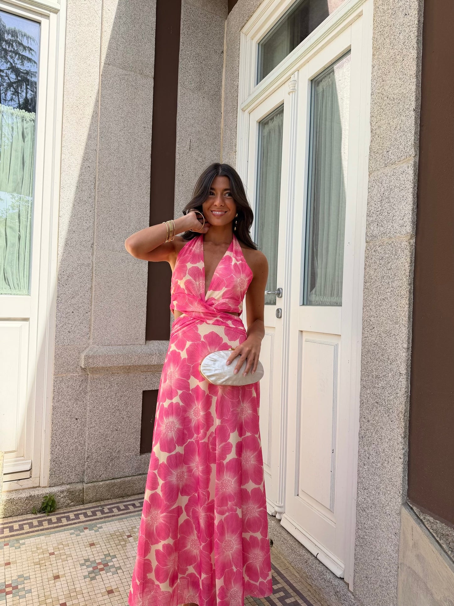 Pink Bloom Cut-Out Dress