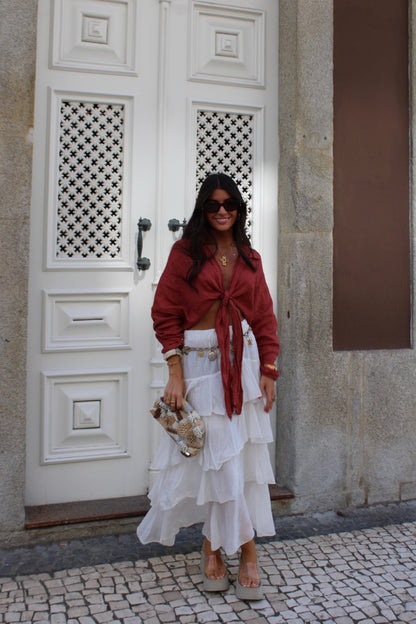 Pearl White Layered Skirt