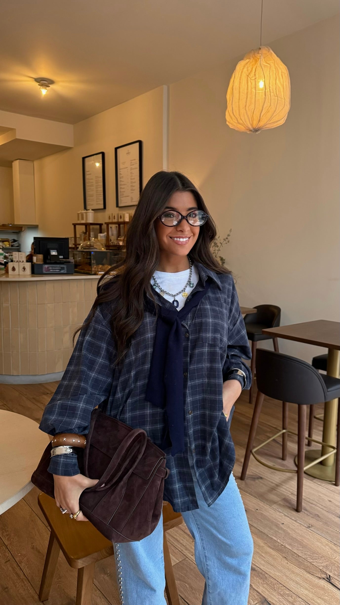 Two-in-One Shirt in Navy (w/ satin lining)