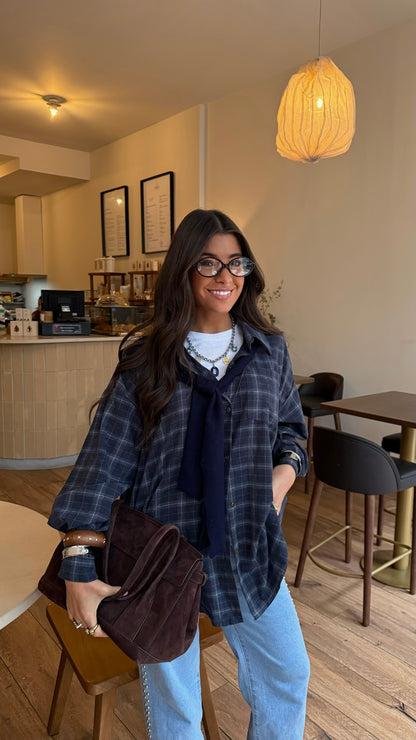 Two-in-One Shirt in Navy (w/ satin lining)