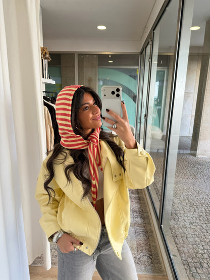 Striped Hooded Knit Scarf