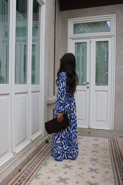 Azure Ikat Maxi Dress
