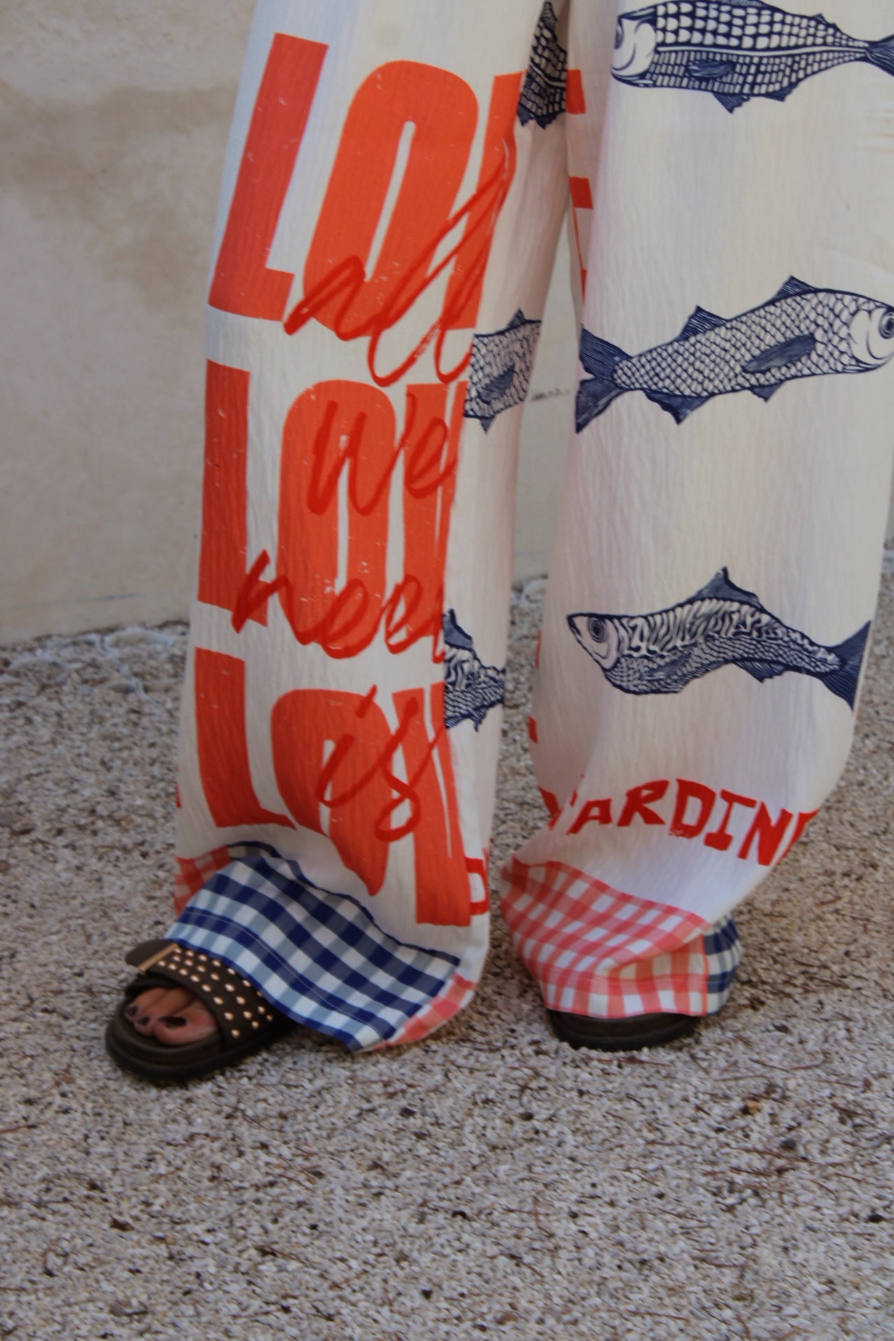 Sardine Print Flowy Pants