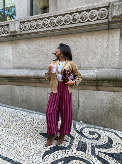 Berry Stripe Balloon Trousers