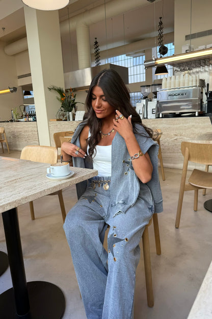 Star Studded Tracksuit in Faded Grey