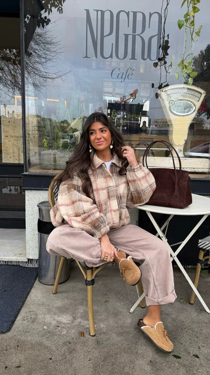 Plaid Wool-Blend Bomber Jacket