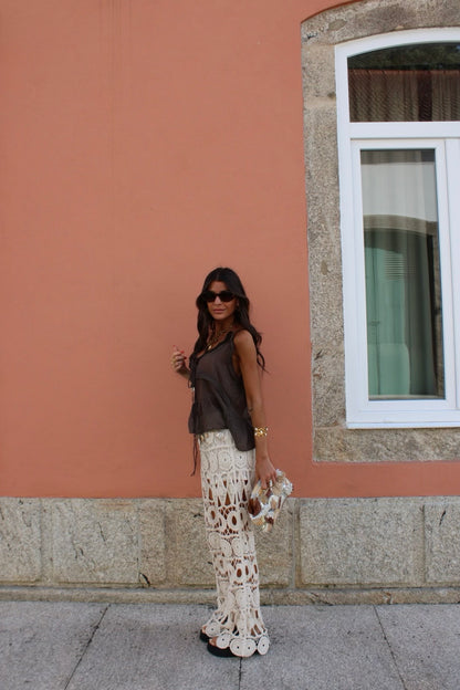 Crochet Pants In Beige