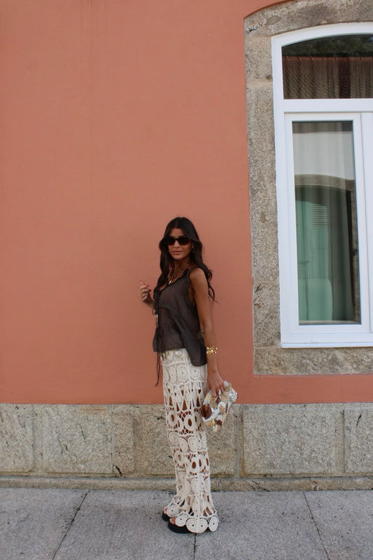 Crochet Pants In Beige