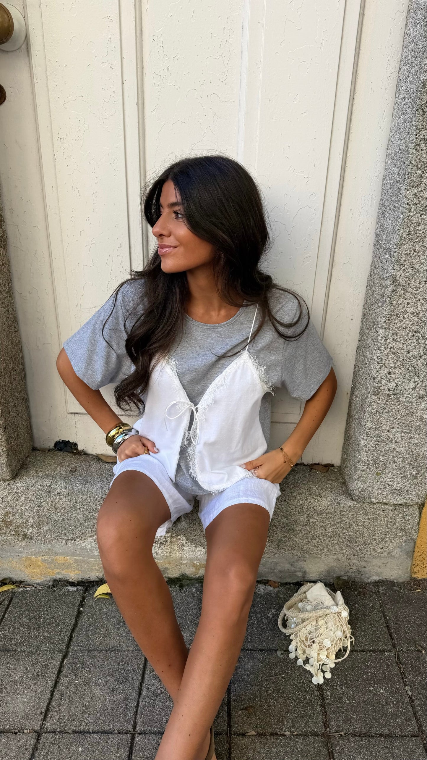 Heather Grey Layered Tee