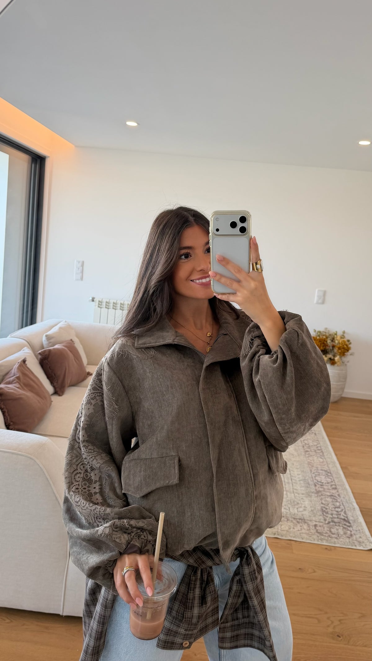 Velvet Bomber Jacket with Lace Details