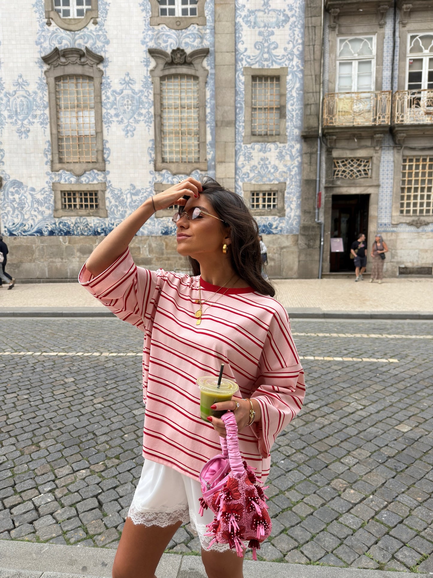 Cherry Bow Striped Open-Back Tee
