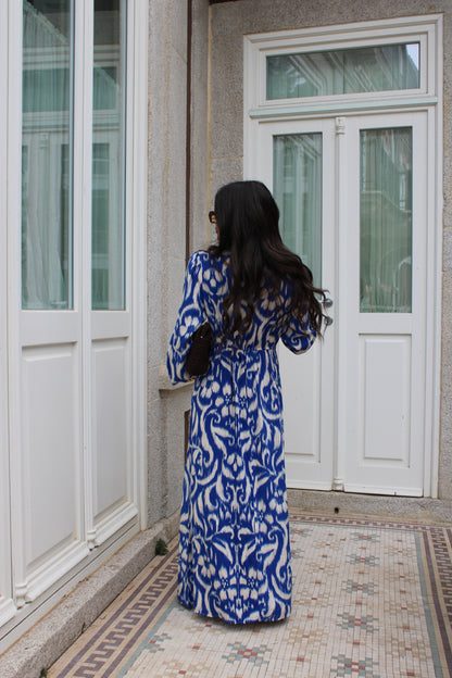 Azure Ikat Maxi Dress