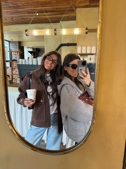 Wool & Cashmere Hooded Jacket in Brown