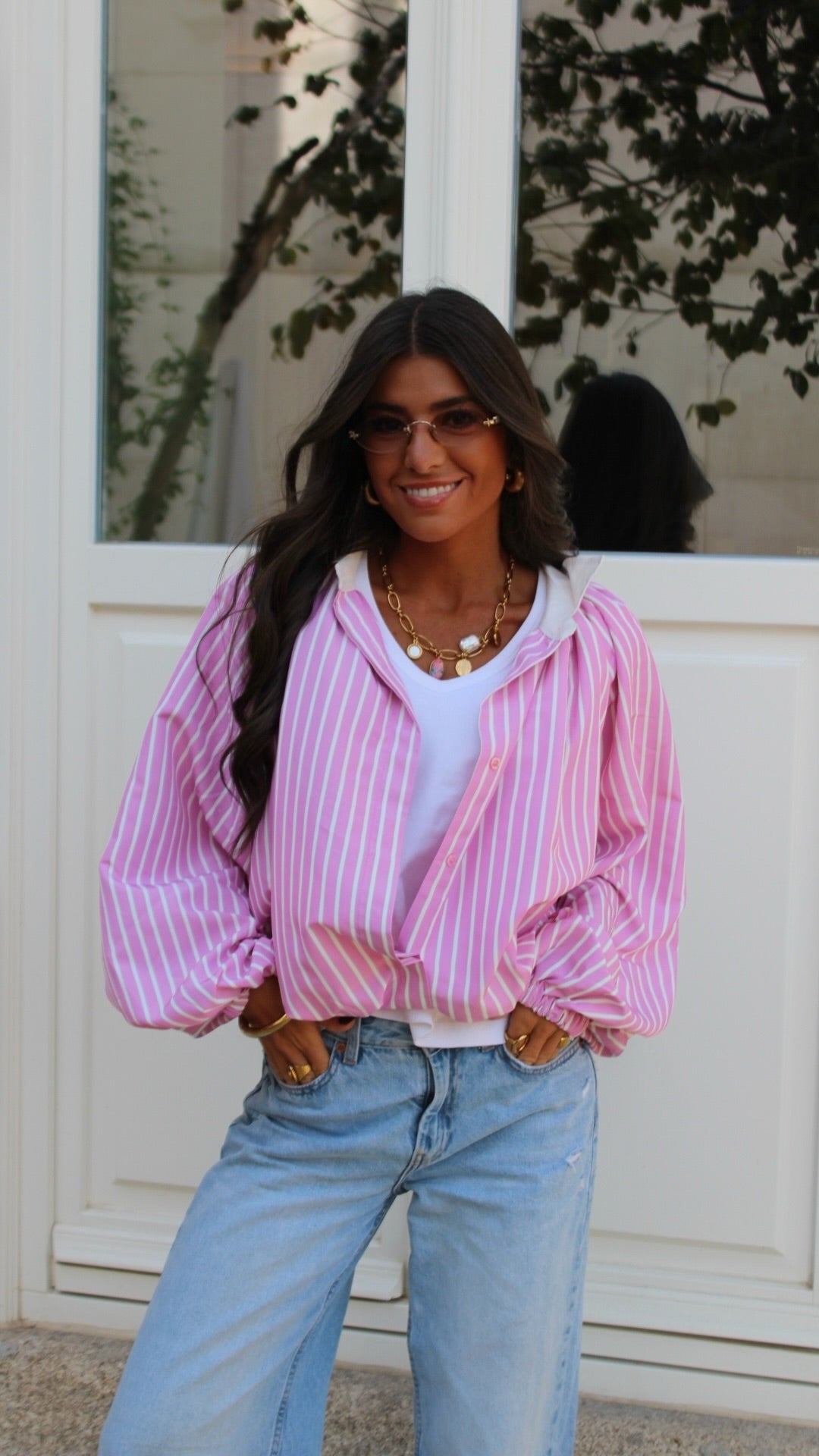 Pink & White Striped Shirt