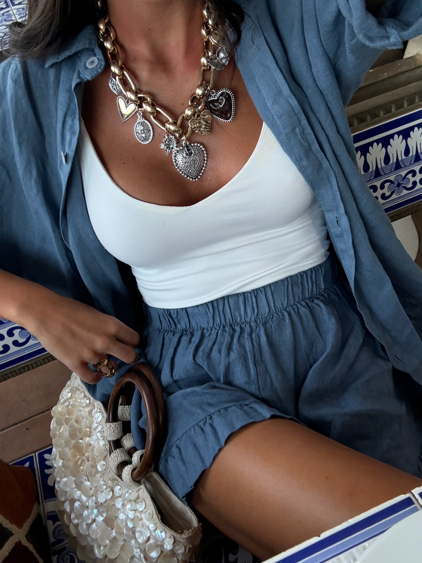 Smoky Blue Linen Set