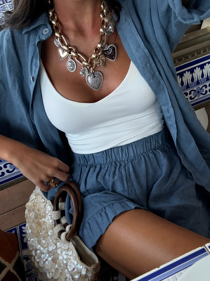 Smoky Blue Linen Set