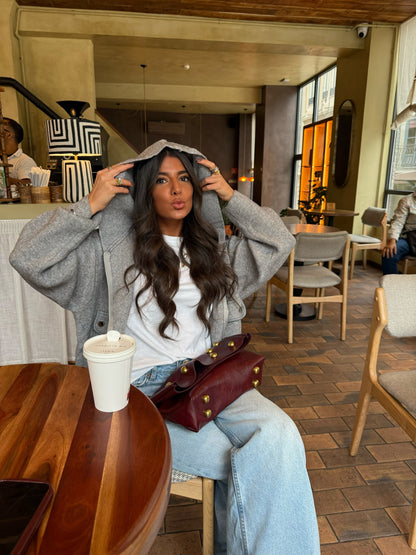 Wool & Cashmere Hooded Jacket in Grey