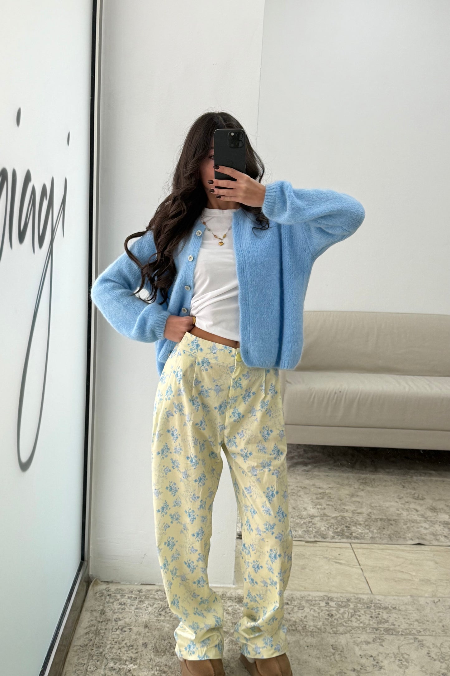 Butter Yellow Floral Pants