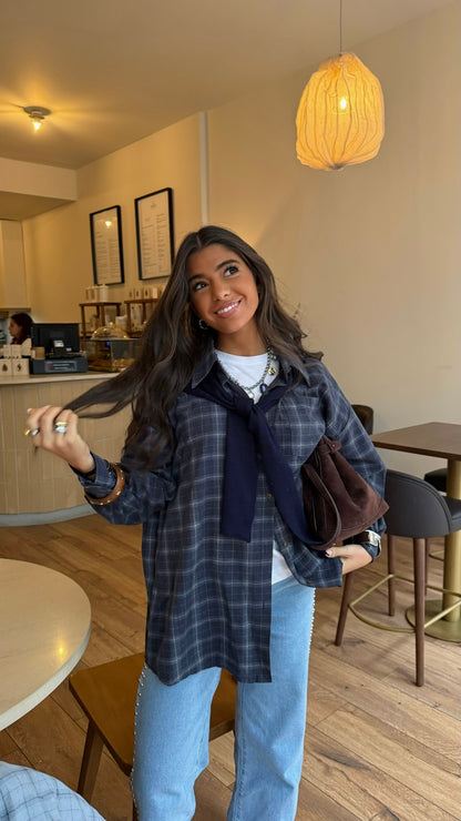 Two-in-One Shirt in Navy (w/ satin lining)