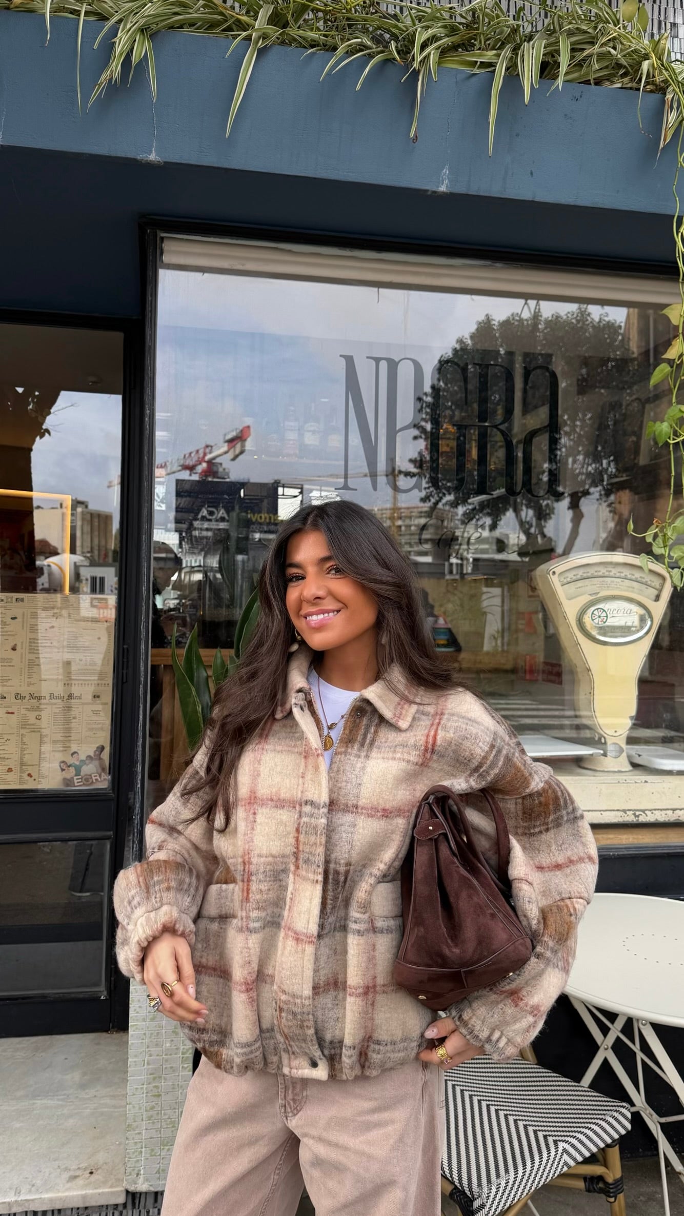 Plaid Wool-Blend Bomber Jacket