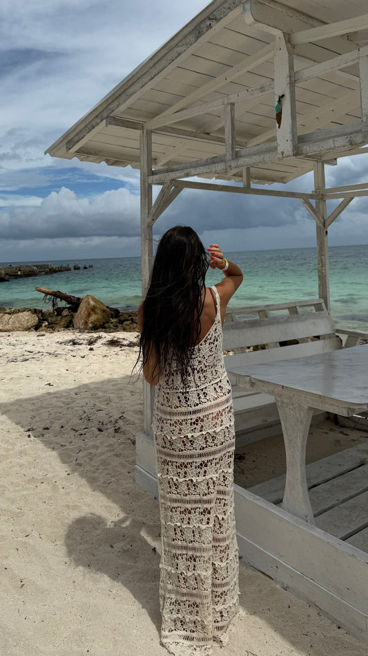 Ivory Crochet Maxi Dress