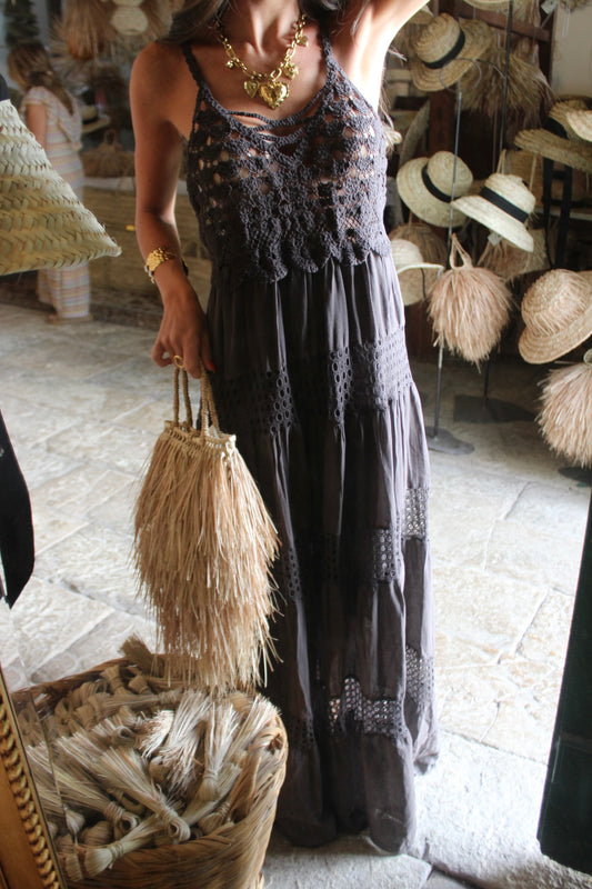 Crochet Trim Maxi Dress