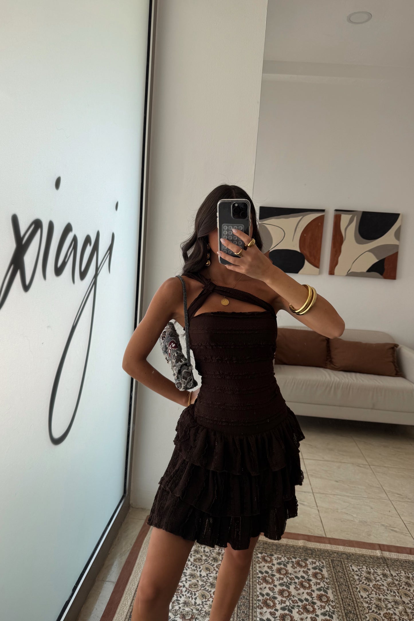 Espresso Ruffle Dress