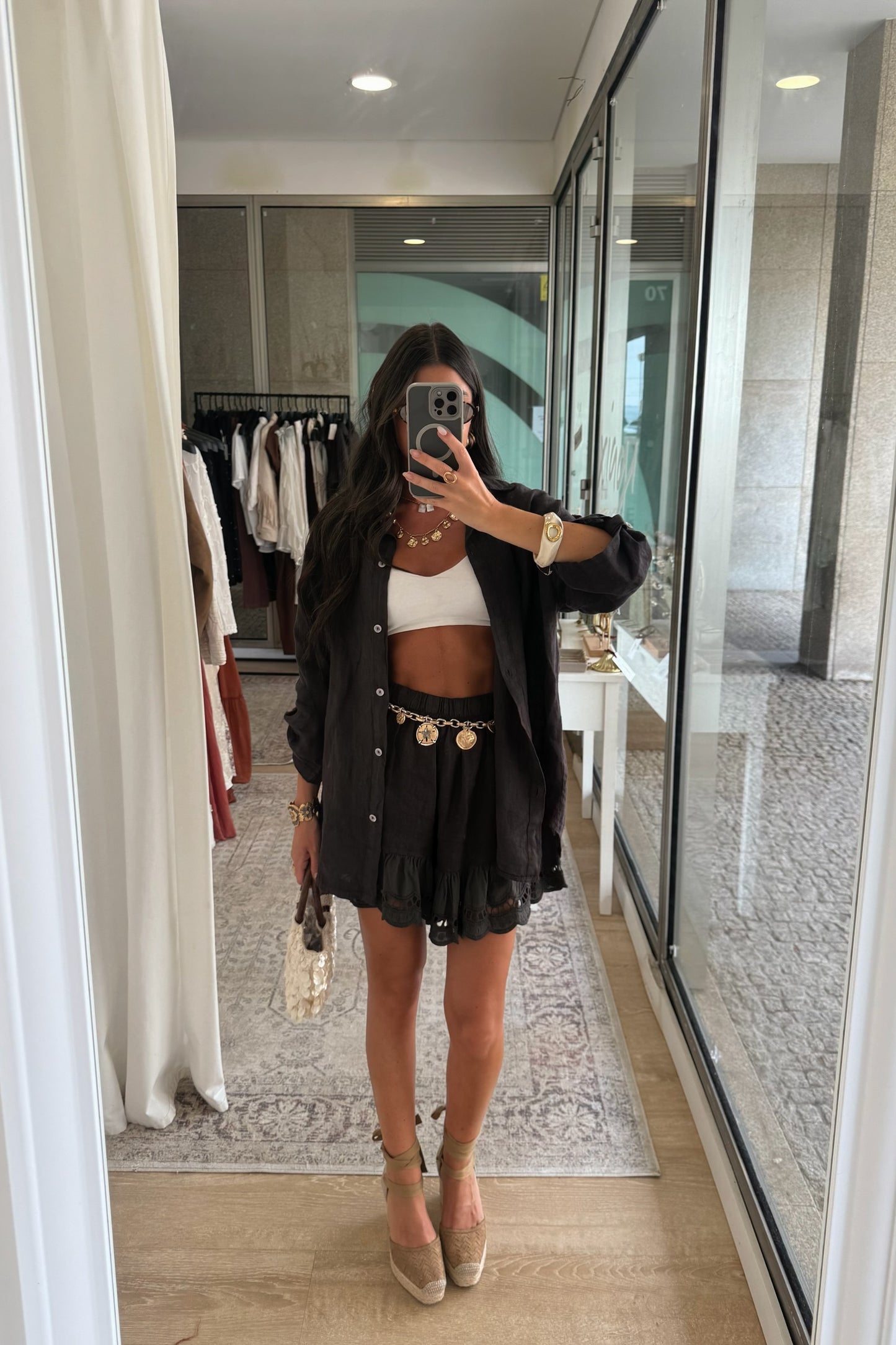 Coffee Linen Set – Shirt & Shorts