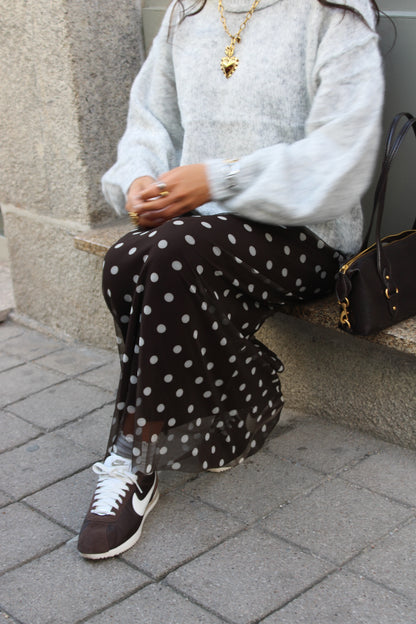 Polka Dot Sheer Maxi Skirt with Lining