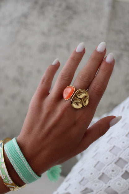 Ring With Peach-Orange Stone