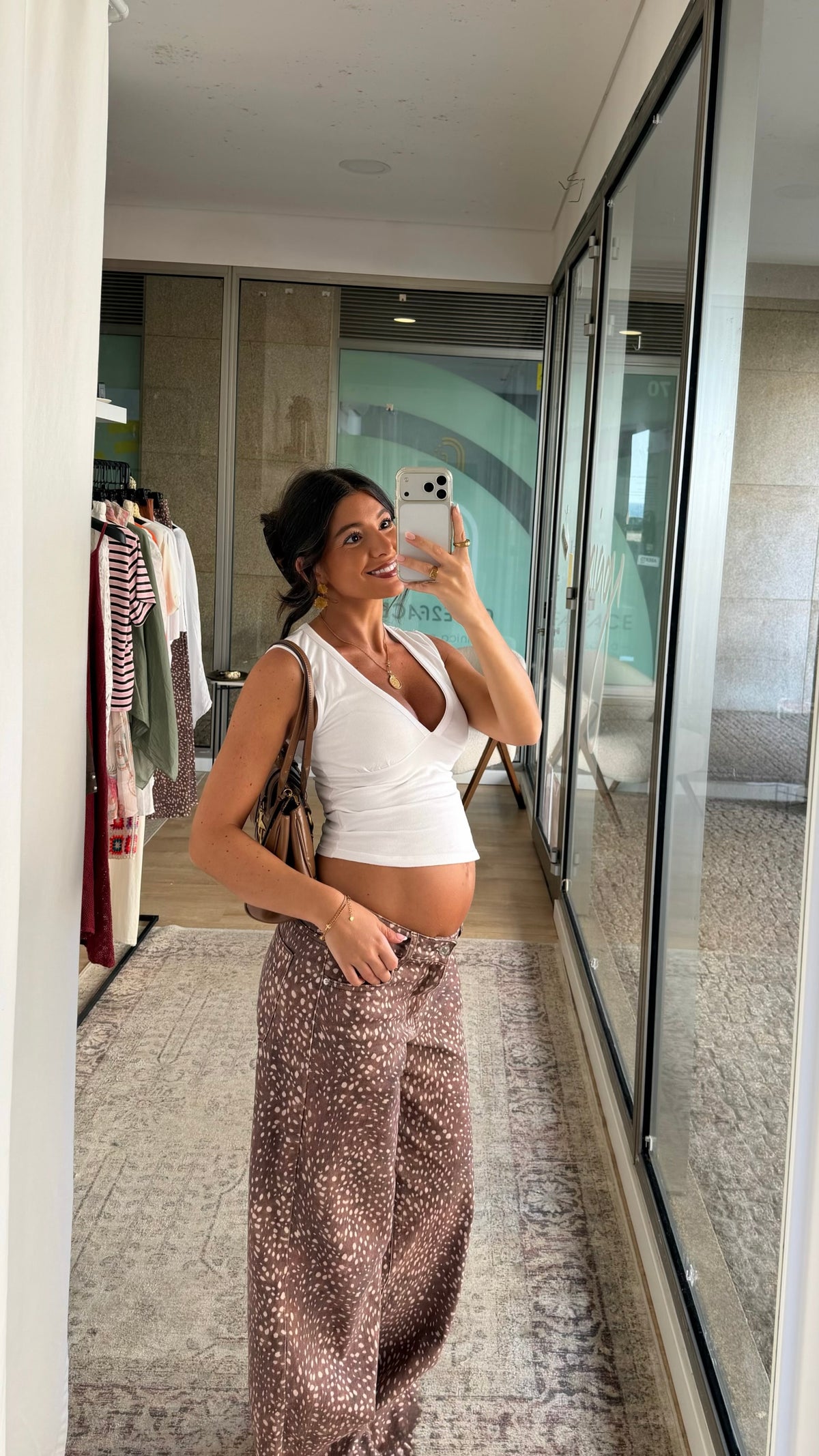 Deer Print Wide-Leg Jeans
