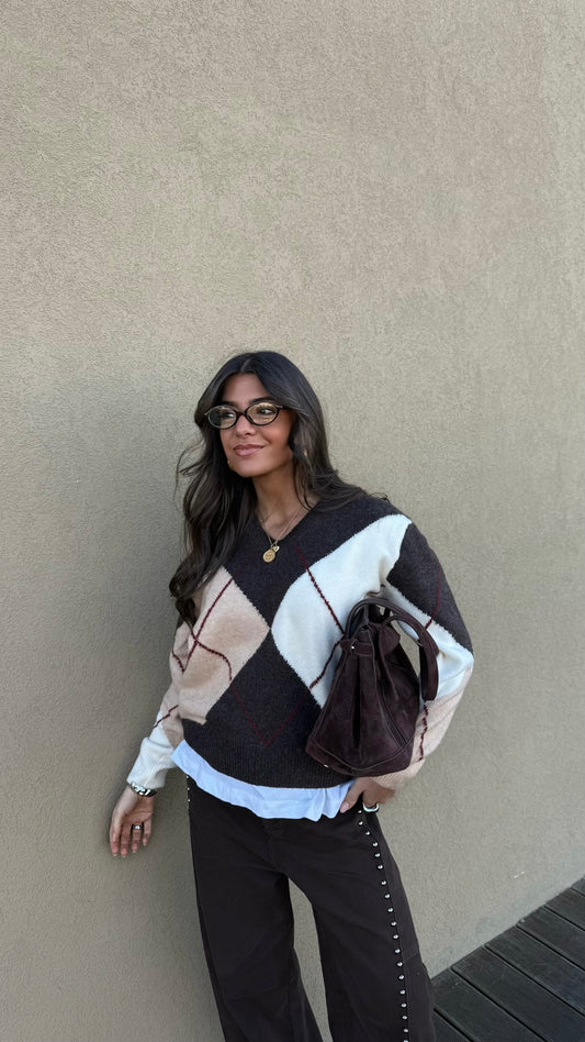 Warm Tones Argyle Sweater
