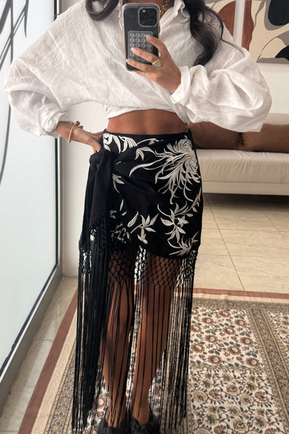 Fringed Skirt in Black