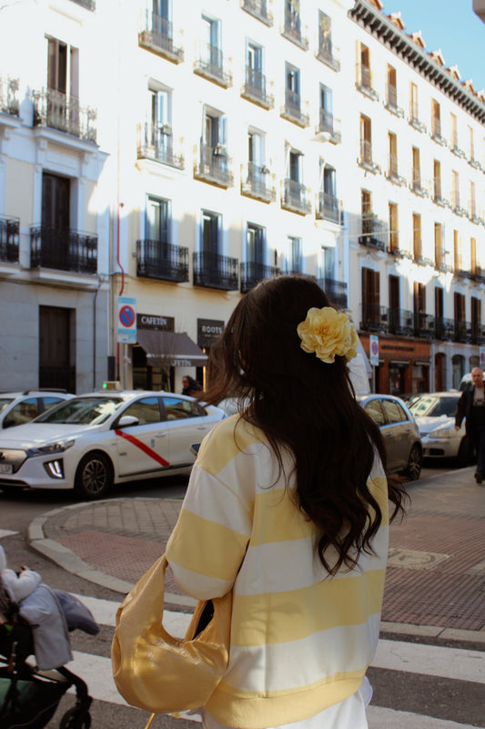 Flower Hair Clip In Butter Yellow