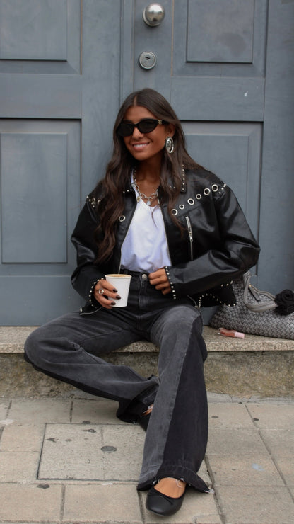 Studded Eyelet Jacket in Black
