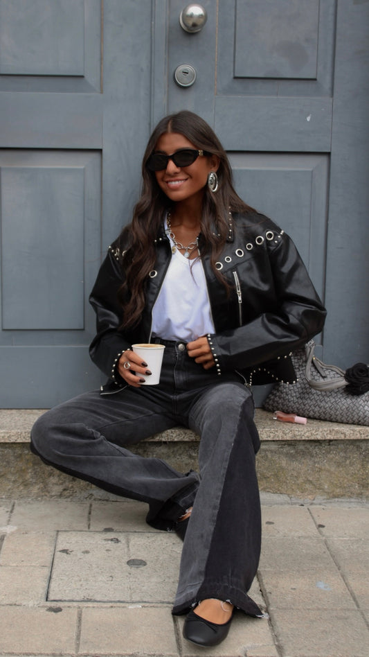 Studded Eyelet Jacket in Black
