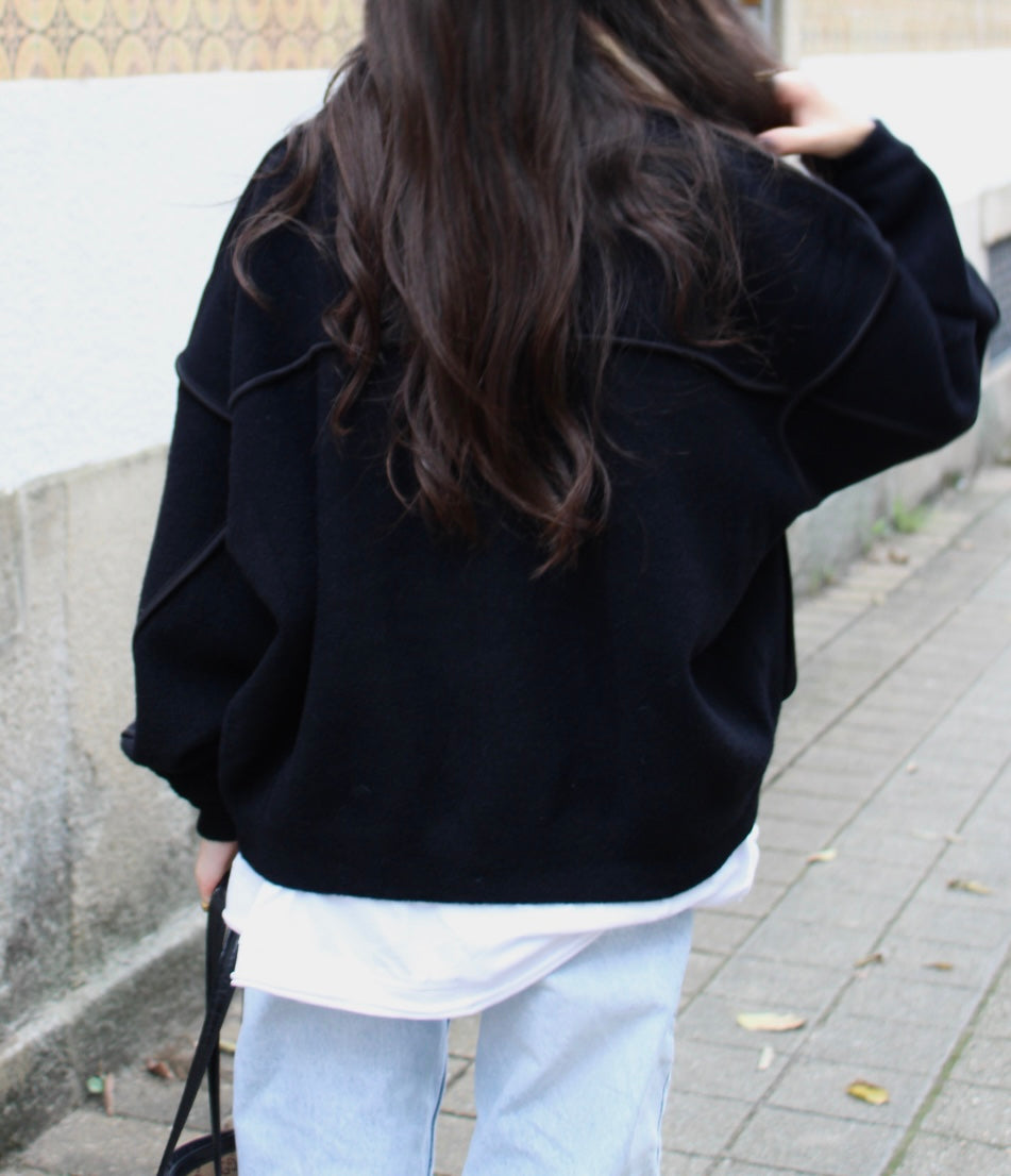 Black Double Knit Bomber