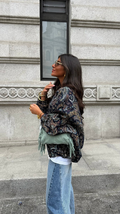 Paisley Bomber Jacket - Blue Tones