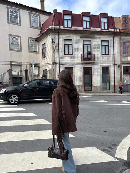 Western-Inspired Suede Fringe Blazer