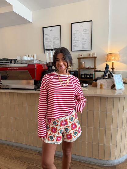 Cherry Stripe Long Sleeve