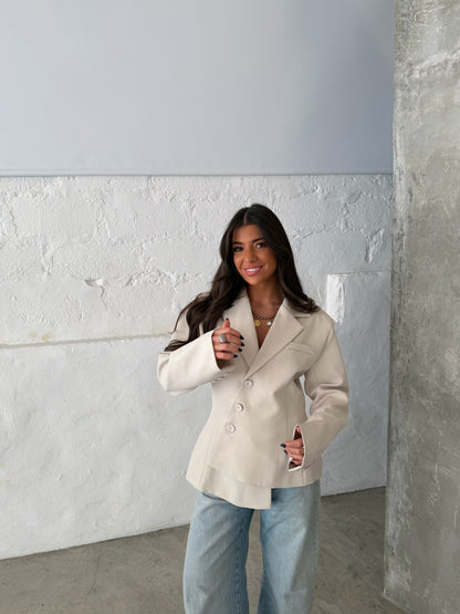 Asymmetric Off White Blazer