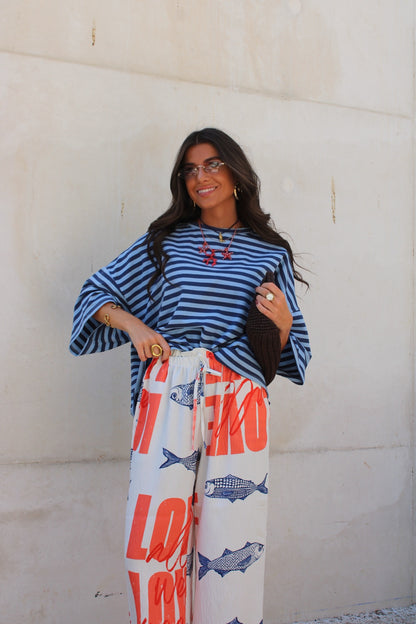 Sardine Print Flowy Pants