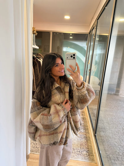 Plaid Wool-Blend Bomber Jacket