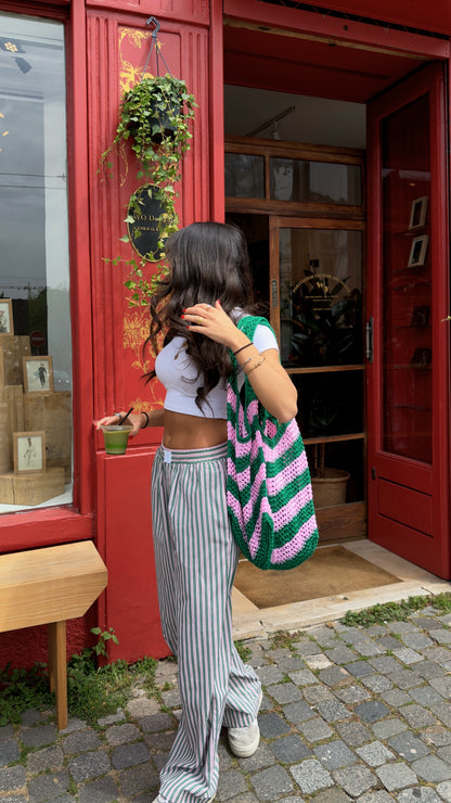 Summer Crochet Striped Bag
