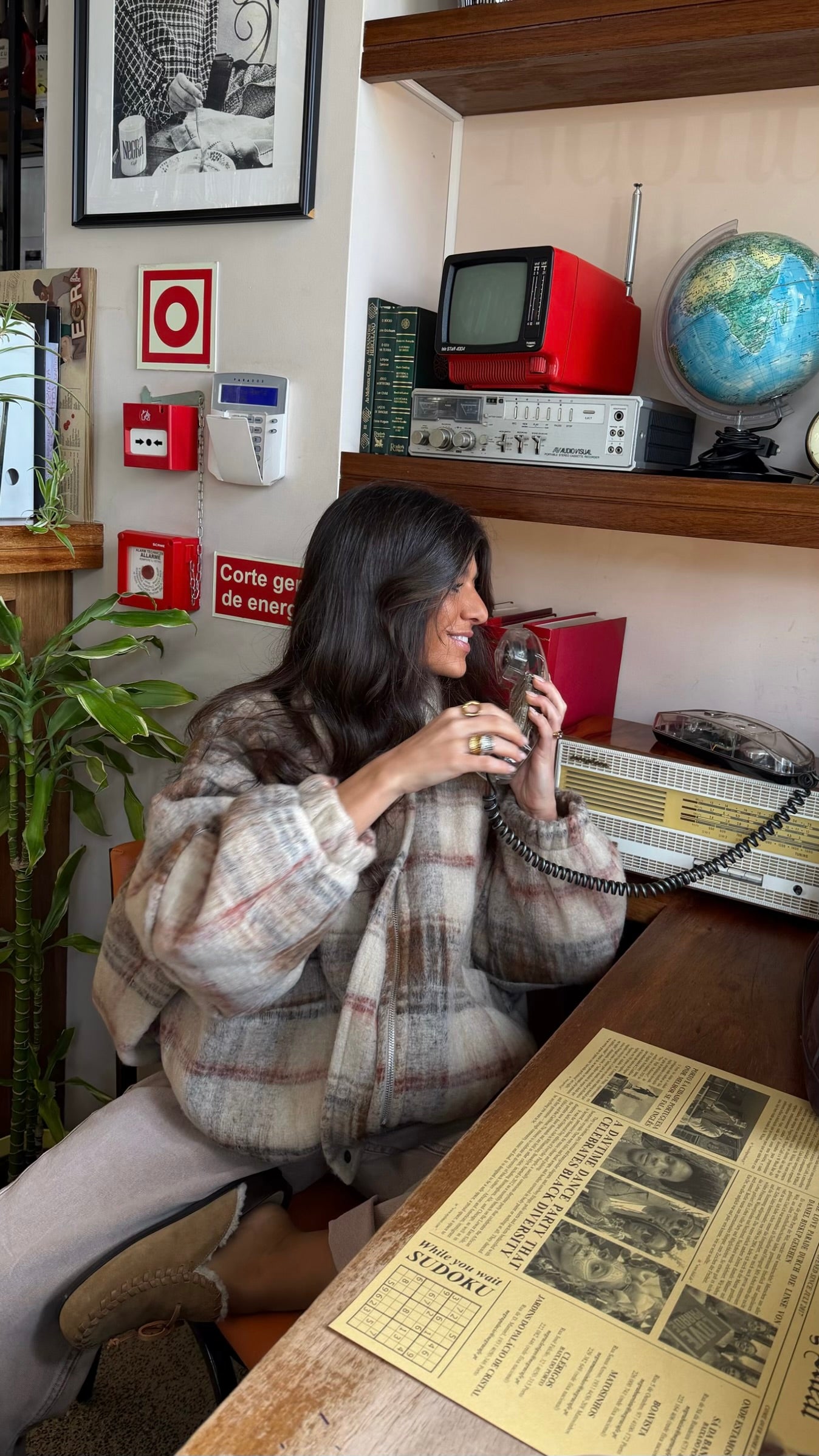 Plaid Wool-Blend Bomber Jacket